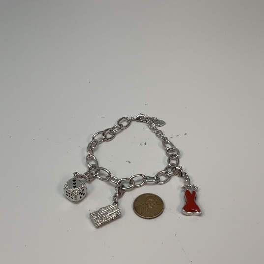 Designer Swarovski Silver-Tone Adjustable Link Chain Classic Charm Bracelet image number 3