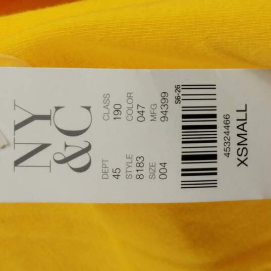 NY and C Women Yellow Ruched Zip Up Hoodie XS NWT image number 5