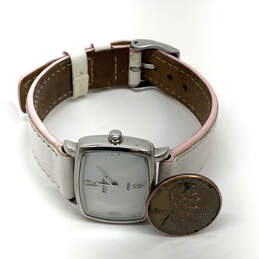 Designer Skagen 330SSLWP White Leather Strap Analog Dial Quartz Wristwatch