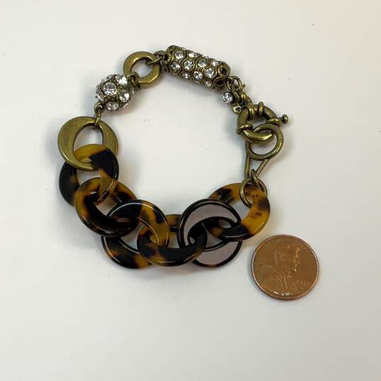 Designer J. Crew Gold-Tone Adjustable Plastic Tortoise Link Chain Bracelet image number 3