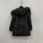 Womens Black Faux Fur Long Sleeve Side Pockets Full-Zip Parka Coat Size S image number 2