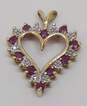 10K Yellow Gold Ruby Diamond Accent Open Heart Pendant 2.3g image number 1