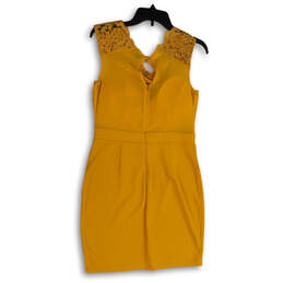 Womens Gold Lace Key Hole Back Sleeveless Bodycon Dress Size Large alternative image