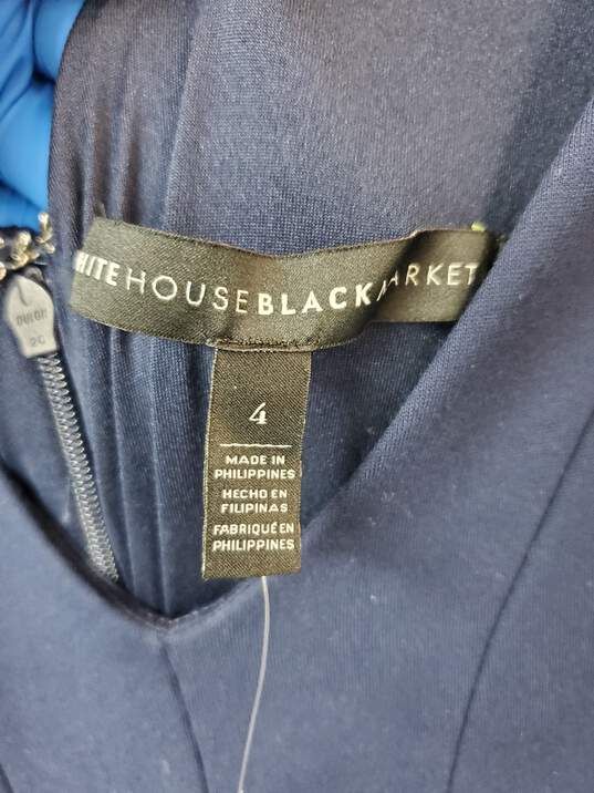 White House Black Market Navy Blue Pleated Mini Dress Size 4 image number 3