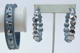 Heidi Klum Designer Gun Metal Tone Bracelet & Hoop Earrings 87.1g