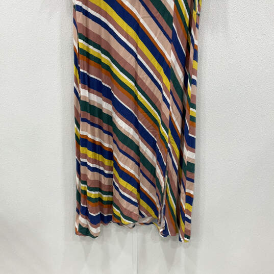 Womens Multicolor Striped V-Neck Short Sleeve Pullover A-Line Dress Size 20 image number 4