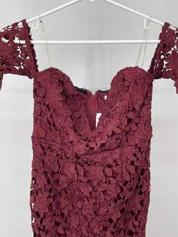 Womens Burgundy Floral Lace Strapless Bodycon Dress Size XS T-0528888-F alternative image