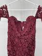 Womens Burgundy Floral Lace Strapless Bodycon Dress Size XS T-0528888-F image number 2