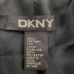 DKNY Women Black Leather Jacket Sz 6