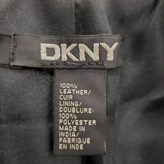 DKNY Women Black Leather Jacket Sz 6 image number 1