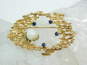 Romantic 12k Yellow Gold Blue Spinel & Pearl Brooch Pin 8.8g image number 3