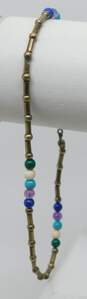 Carolyn Pollack Relios 925 Southwestern Lapis Lazuli Amethyst Turquoise Malachite & Coral Ball & Bar Beaded Anklet 4.7g image number 1