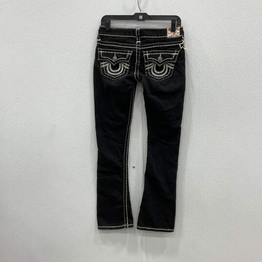 Womens Black Denim Dark Wash 5-Pocket Design Bootcut Jeans Size 27 image number 2