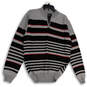 Mens Multicolor Striped Knitted 1/4 Zip Pullover Sweater Size Large image number 1