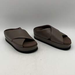 Roam Womens Cross Stack Brown Wedge Heel Slip-On Slide Sandals Size 10
