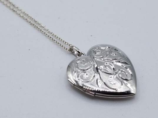 925 Sterling Silver Heart Locket Pendant Necklace 18in image number 1