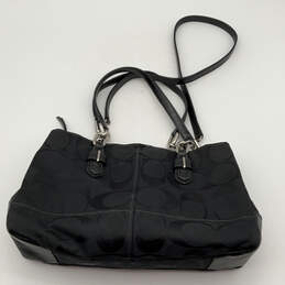 Womens Black Signature Charm 3 Compartment Large Satchel Bag Purse alternative image