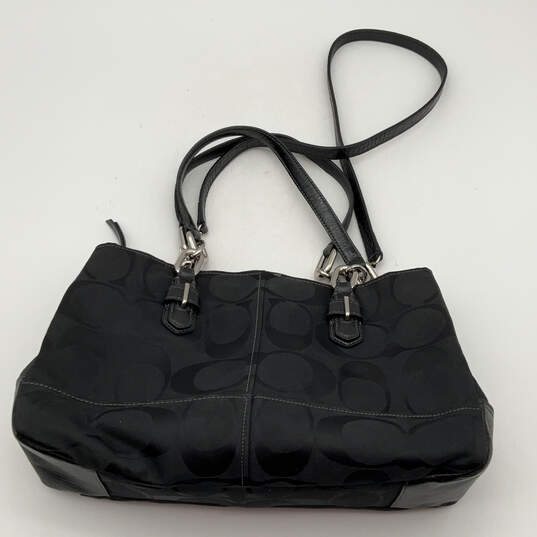 Womens Black Signature Charm 3 Compartment Large Satchel Bag Purse image number 2