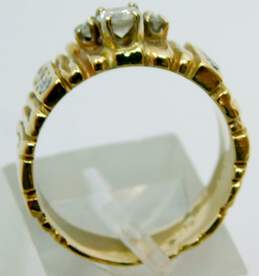 Vintage 14K Yellow Gold 0.55 CTTW Diamond Textured Band Ring 7.7g alternative image