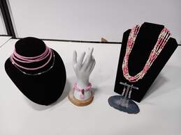 5 Piece Pink Beaded Jewelry Bundle