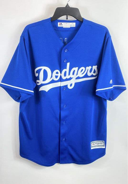 Majestic Men Blue LA Dodgers Cody Bellinger #35 Jersey L image number 1