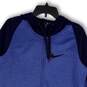 Mens Blue Drawstring Long Sleeve Pockets Stretch Full-Zip Hoodie Size Small image number 3