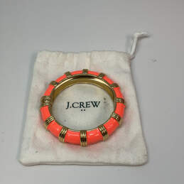 Designer J. Crew Gold-Tone Orange Enamel Hinged Bangle Bracelet w/ Dust Bag alternative image