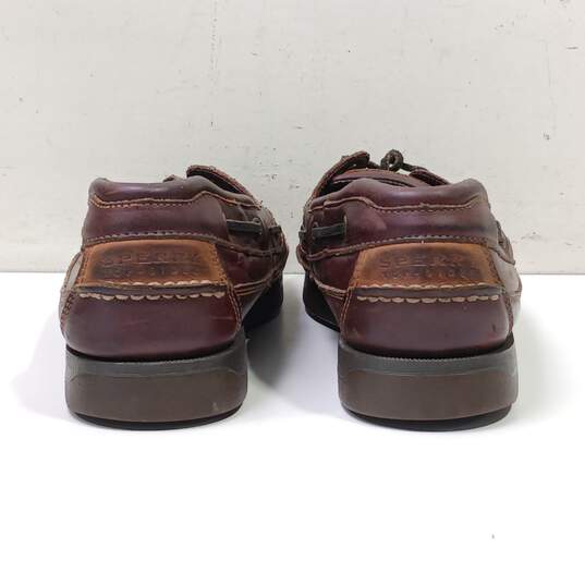 Sperry Top-Sider Men's Two Eye Brown Leather Lace Up Loafer Boat Shoe Size 12M image number 4