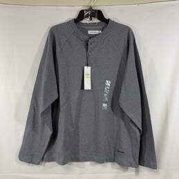 Men's Grey Calvin Klein Henley Long Sleeve Shirt, Sz. M