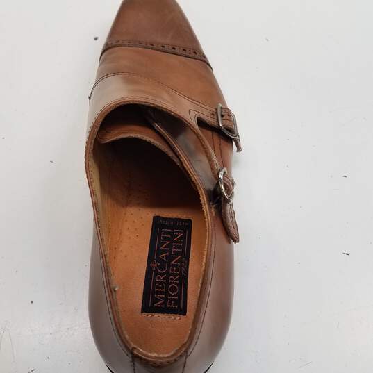Mercanti Fiorentini Italy Brown Leather Monk Buckle Loafers Shoes Men's Size 10.5 M image number 8