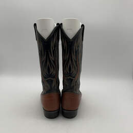 Mens Black Brown Leather Pointed Toe Pull-On Cowboy Western Boots Size 8.5M alternative image
