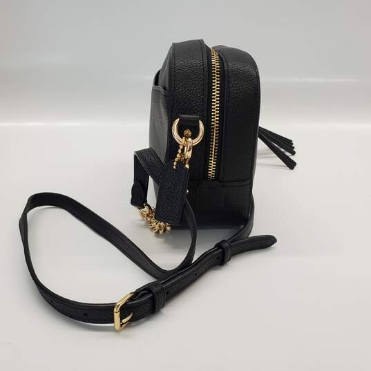 Buy the Coach Crossbody Camera Bag Black Pebbled Leather w/Gold Chain &  Leather Strap 29411