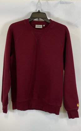 Carhartt Mens Red WIP Chase Long Sleeve Crew Neck Pullover Sweatshirt Size Small