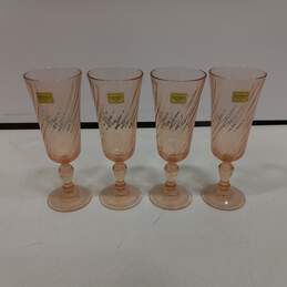 Bundle Of 4 Luminarc Verrerie D'Arques Pink Glass Flutes