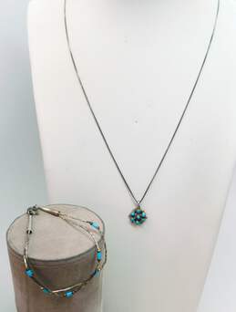 VNTG 925 Turquoise Bead Unsigned Southwestern Style Jewelry
