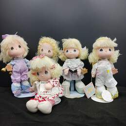 Lot of Five Assorted Precious Moments Dolls w/ Stands