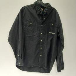 Harley Davidson Men's Embroidered Logo Black Cotton LS Snap Front Shirt Size L