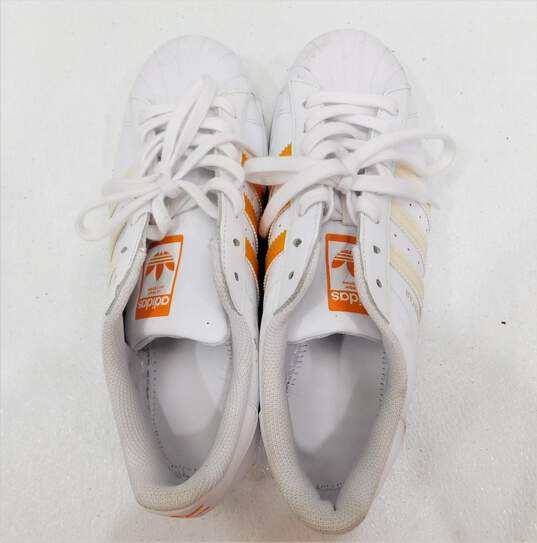 Buy the Adidas Men's Superstar White Pastel Orange Sneakers Size 8.5 |