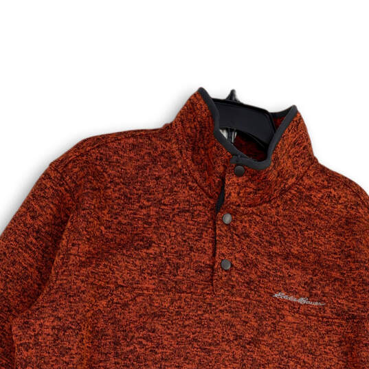 Mens Orange Long Sleeve Mock Neck Stretch Pullover Sweater Size X-Large image number 3