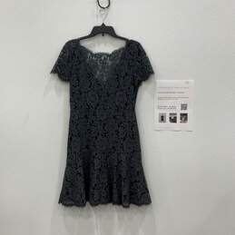 Diane Von Furstenberg Womens Gray Lace Back Zip A-Line Dress Size 8 With COA