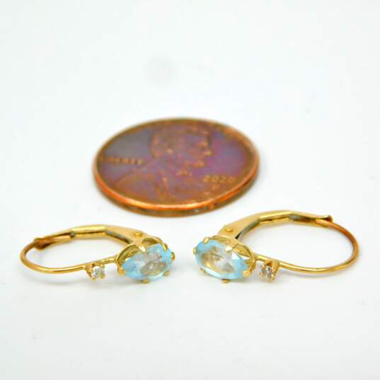 14K Yellow Gold Sapphire Accent & Topaz Drop Earrings & Seashell Pendant 1.1g image number 4