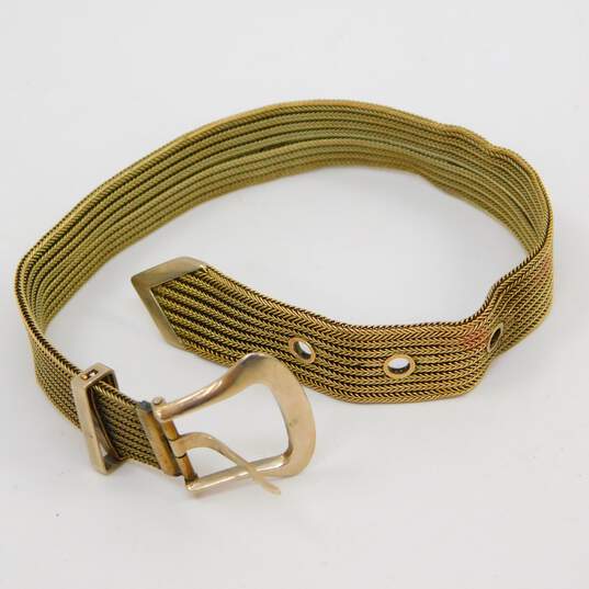 Vintage 14K Yellow Gold Mesh Chain Belt Buckle Bracelet 19.4g image number 6