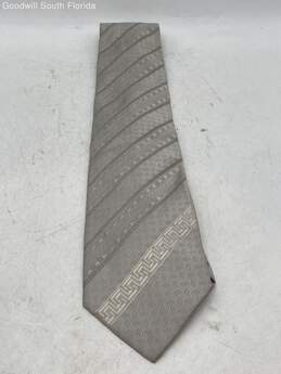 Authentic Gianni Versace Mens Gray Printed Designer Tie