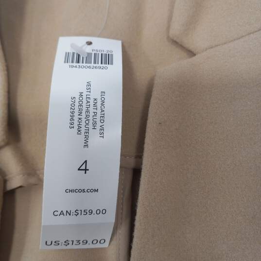 Chico's Tan Vest  Womens Sz 20/22 NWT image number 4