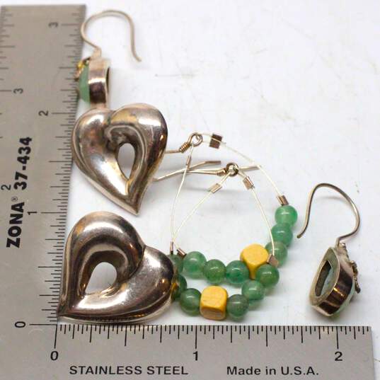 Bundle Of 3 Sterling Silver Jadeite And Serpentine Earrings image number 5