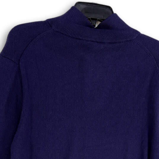 NWT Womens Blue Mock Neck Quarter-Zip Long Sleeve Pullover Sweater Size M image number 3