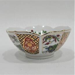 Imari Heritage Mint Bowl Japan Floral Scallop Edge Lotus Gold Trim 7" Vintage alternative image