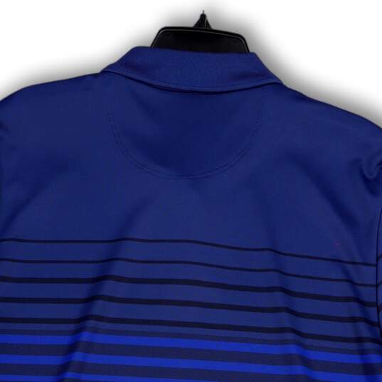 Mens Blue Striped Long Sleeve Stretch Collared Golf Polo Shirt Size XL image number 4