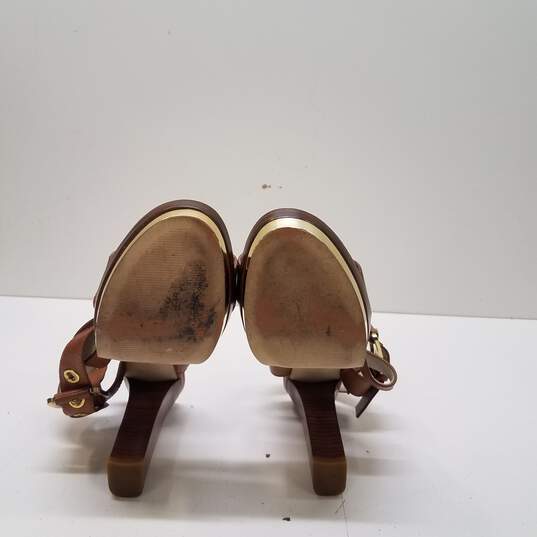 Michael Kors Calder Leather Platform Heels Tan 8 image number 5