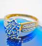 10K Yellow Gold Diamond Accent Sapphire Cluster Ring 2.8g image number 2